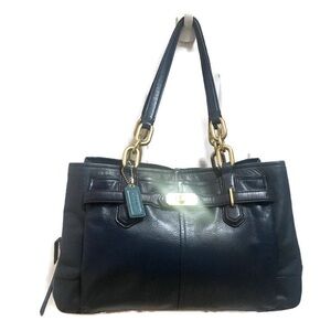 Coach F17811 Chelsea Jayden Navy Blue Leather Tote Purse Satchel Nautical